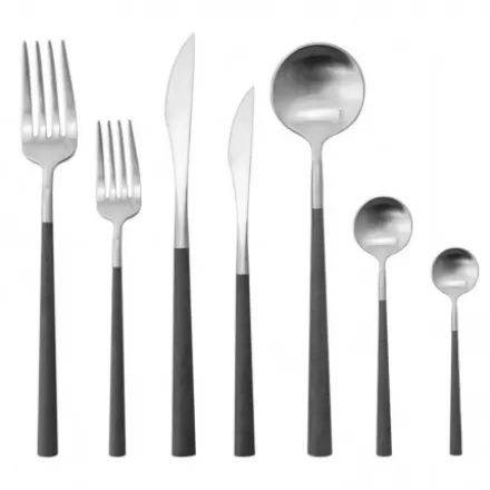 Couverts*Jean-Vier Coffret De 24 Couverts Noirs Resine Et Acier Inoxidable