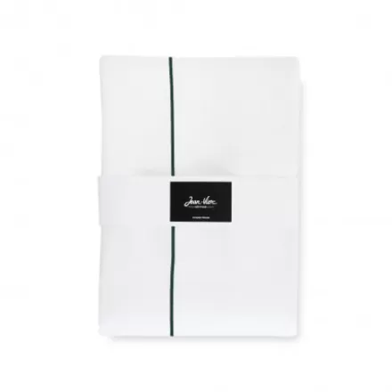 Drap Du Dessus*Jean-Vier Drap Plat Satin De Coton Avec Broderie Vert Fonce