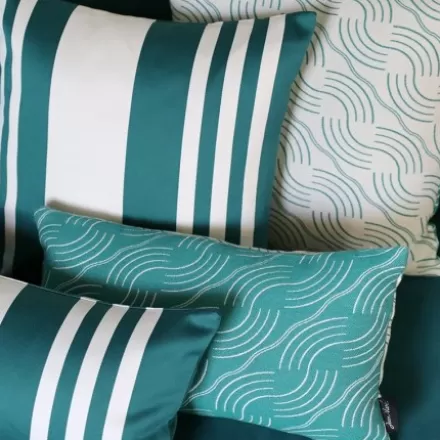 Housse De Coussin*Jean-Vier Housse De Coussin Vert Canard En Jacquard