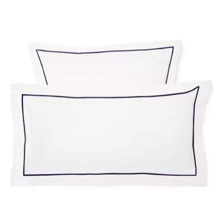 Taie D'Oreiller*Jean-Vier Lot De 2 Taies D'Oreiller Avec Broderie Bleu Fonce