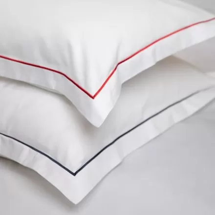 Taie D'Oreiller*Jean-Vier Lot De 2 Taies D'Oreiller Avec Broderie Rouge