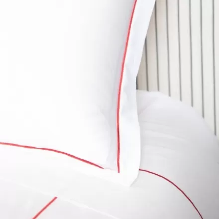 Taie D'Oreiller*Jean-Vier Lot De 2 Taies D'Oreiller Avec Broderie Rouge