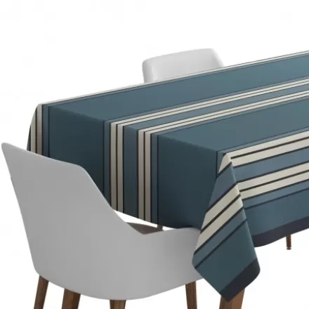 Nappe De Table*Jean-Vier Nappe Bleu Nuit En Coton A Rayures