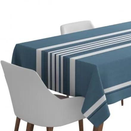 Nappe De Table*Jean-Vier Nappe En Coton Bleu A Chevrons