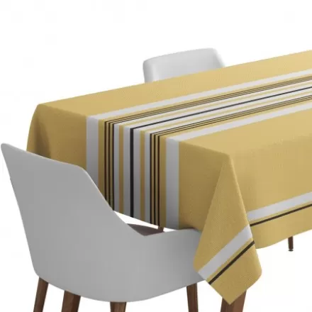 Nappe De Table*Jean-Vier Nappe En Coton Jaune A Rayures En Chevrons