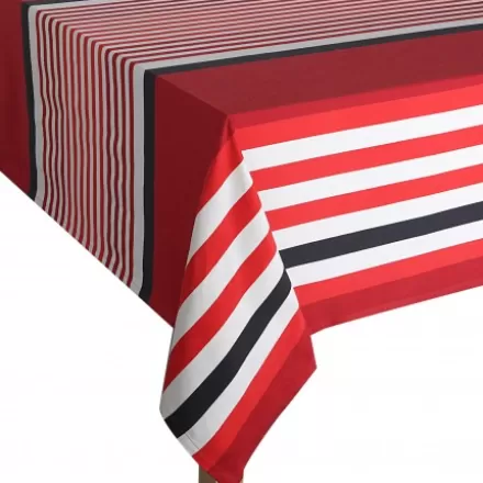 Nappe De Table*Jean-Vier Nappe En Coton Rouge Et Noir A Rayures