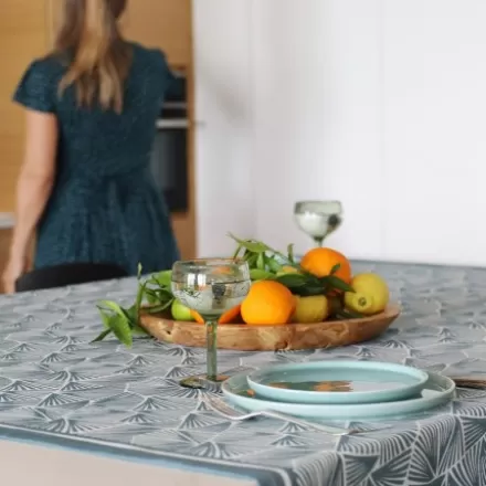 Nappe De Table*Jean-Vier Nappe En Jacquard Bleu 100% Coton