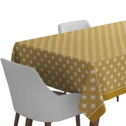 Nappe De Table*Jean-Vier Nappe En Jacquard Jaune Orange A Motifs