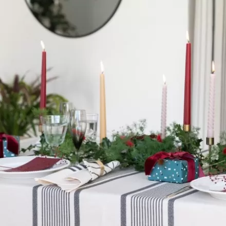 Nappe De Table*Jean-Vier Nappe En Lin Et Coton A Rayures Noir Et Ecru