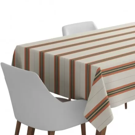 Nappe De Table*Jean-Vier Nappe En Lin Et Coton A Rayures Terre Cuite