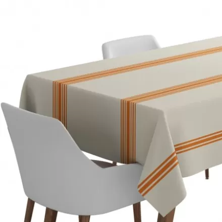 Nappe De Table*Jean-Vier Nappe En Lin Et Coton Orange Avec Franges