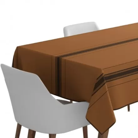 Nappe De Table*Jean-Vier Nappe En Lin Terracotta A Rayures