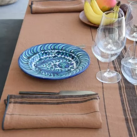 Nappe De Table*Jean-Vier Nappe En Lin Terracotta A Rayures