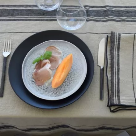 Nappe De Table*Jean-Vier Nappe En Lin Vert Clair A Rayures