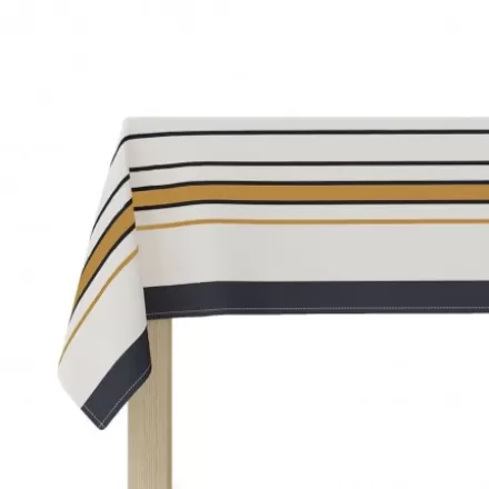 Nappe De Table*Jean-Vier Nappe En Satin De Coton A Rayures Beige