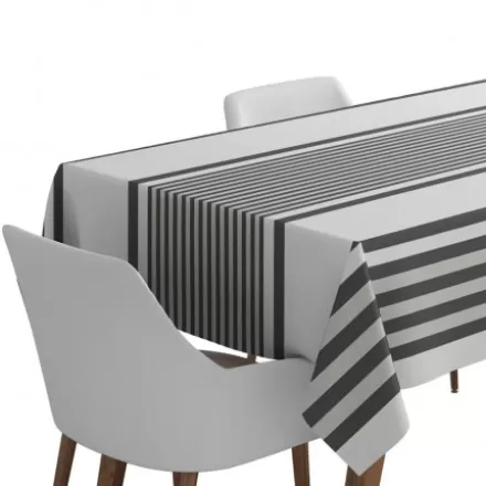 Nappe De Table*Jean-Vier Nappe Grise Rayee En Satin De Coton
