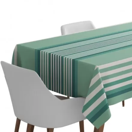 Nappe De Table*Jean-Vier Nappe Vert Clair A Rayures 100% Coton