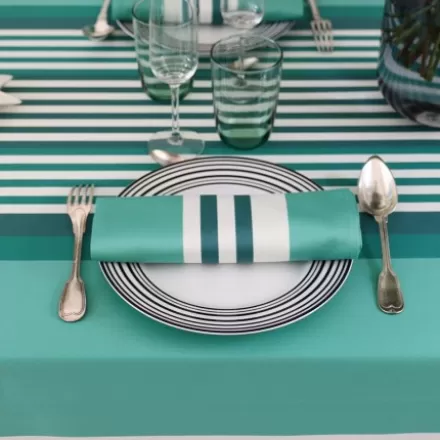 Nappe De Table*Jean-Vier Nappe Vert Clair A Rayures 100% Coton