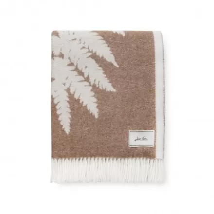 Plaid*Jean-Vier Plaid Beige En Cachemire Et Laine Motif Fougere