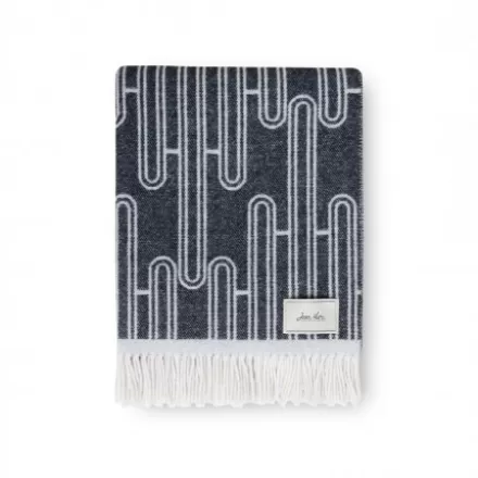 Plaid*Jean-Vier Plaid En Cachemire Et Laine Gris Fonce A Franges
