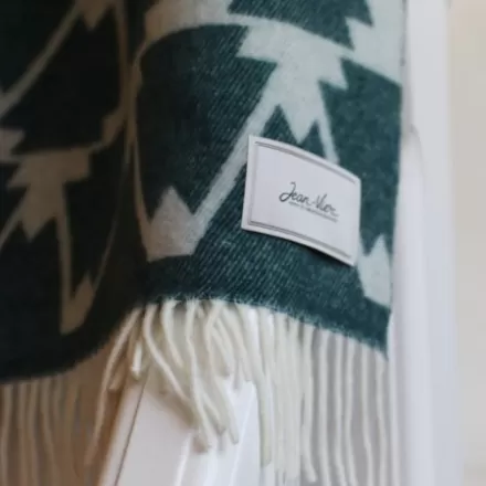 Plaid*Jean-Vier Plaid En Cachemire Et Laine Vert A Motifs Montagne