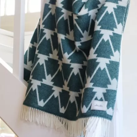 Plaid*Jean-Vier Plaid En Cachemire Et Laine Vert A Motifs Montagne