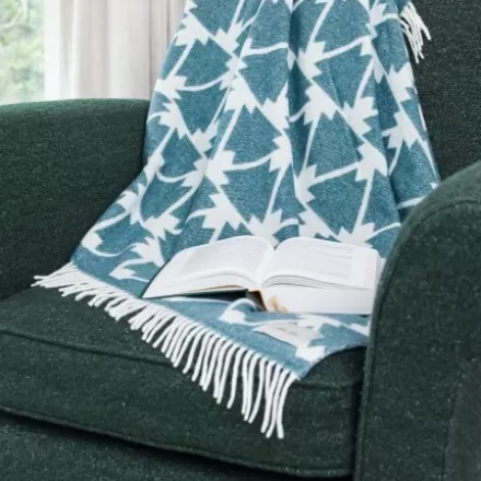 Plaid*Jean-Vier Plaid En Cachemire Et Laine Vert A Motifs Montagne