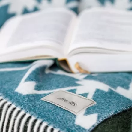 Plaid*Jean-Vier Plaid En Cachemire Et Laine Vert A Motifs Montagne