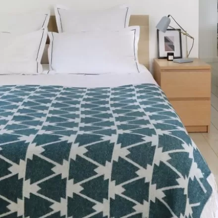 Plaid*Jean-Vier Plaid En Cachemire Et Laine Vert A Motifs Montagne