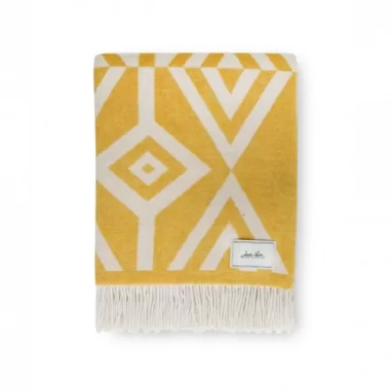 Plaid*Jean-Vier Plaid Jaune En Cachemire Et Laine A Motifs