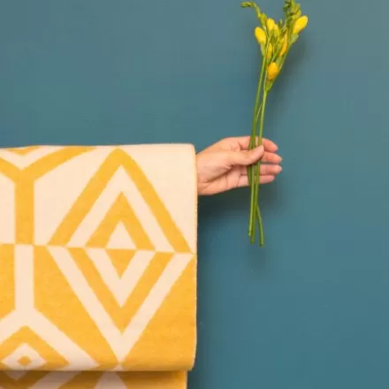 Plaid*Jean-Vier Plaid Jaune En Cachemire Et Laine A Motifs