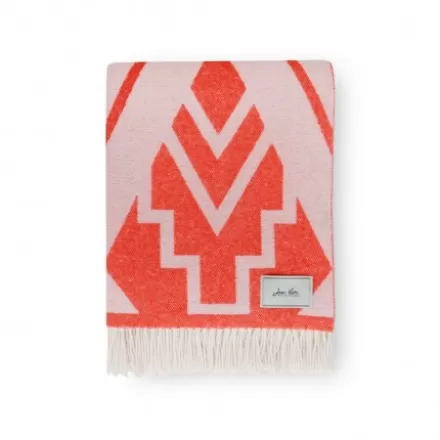 Plaid*Jean-Vier Plaid Orange En Cachemire Et Laine A Motifs