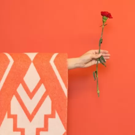 Plaid*Jean-Vier Plaid Orange En Cachemire Et Laine A Motifs