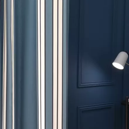 Rideaux*Jean-Vier Rideau Bleu Nuit En Coton A Rayures