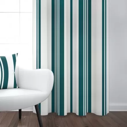 Rideaux*Jean-Vier Rideau En Coton A Rayures Vert Fonce Et Blanc