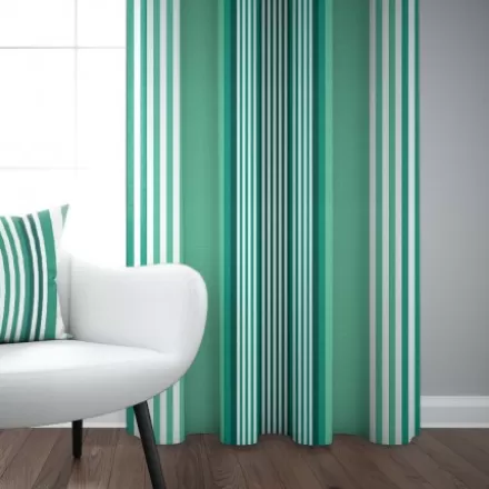 Rideaux*Jean-Vier Rideau En Coton Vert Clair A Rayures