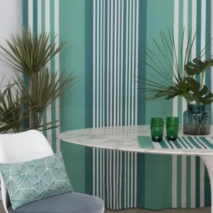 Rideaux*Jean-Vier Rideau En Coton Vert Clair A Rayures