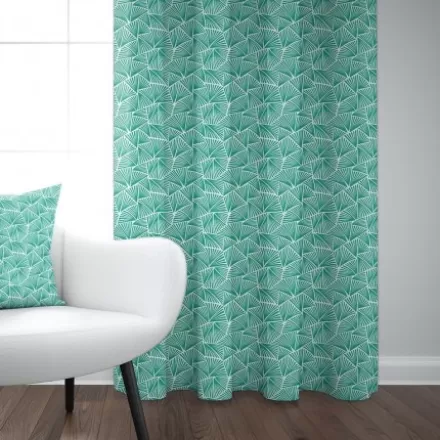 Rideaux*Jean-Vier Rideau En Jacquard Bleu Turquoise A Motifs