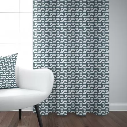Rideaux*Jean-Vier Rideau En Jacquard En Coton Bleu A Motifs Noeuds