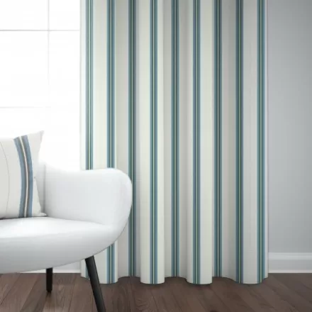 Rideaux*Jean-Vier Rideau En Lin Et Coton A Rayures Bleu