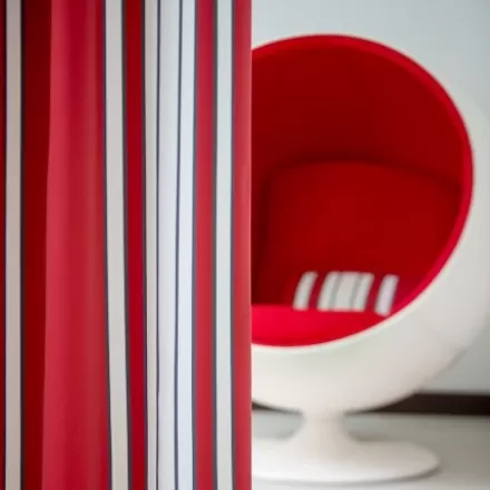 Rideaux*Jean-Vier Rideau En Satin De Coton Rouge A Rayures