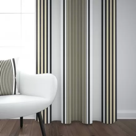 Rideaux*Jean-Vier Rideau Gris Raye En Satin De Coton