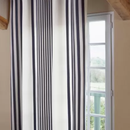 Rideaux*Jean-Vier Rideau Gris Raye En Satin De Coton