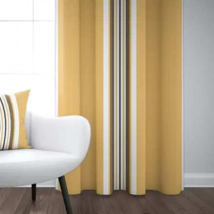 Rideaux*Jean-Vier Rideau Jaune En Coton A Rayures Tissage Chevrons