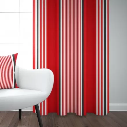 Rideaux*Jean-Vier Rideau Rouge Et Noir A Rayures En Coton