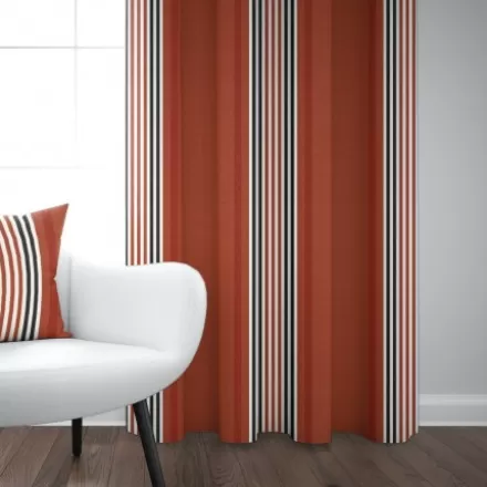 Rideaux*Jean-Vier Rideau Terracotta A Rayures 100% Coton