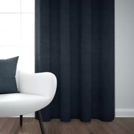 Rideaux*Jean-Vier Rideau Uni En Velours Bleu Ocean