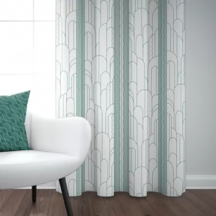 Rideaux*Jean-Vier Rideaux En Jacquard Motifs Art Deco Vert Canard