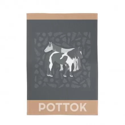 Torchon De Cuisine*Jean-Vier Torchon Gris En Jacquard A Motifs Pottok