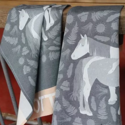 Torchon De Cuisine*Jean-Vier Torchon Gris En Jacquard A Motifs Pottok